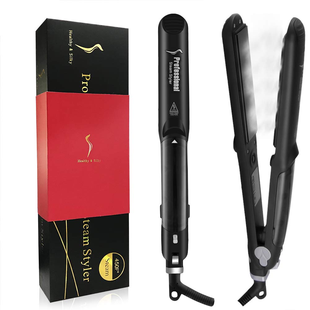 Lisseur Vapeur Professionnel 2-en-1 en Céramique Tourmaline