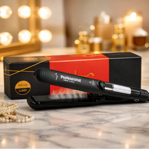 Lisseur Vapeur Professionnel 2-en-1 en Céramique Tourmaline